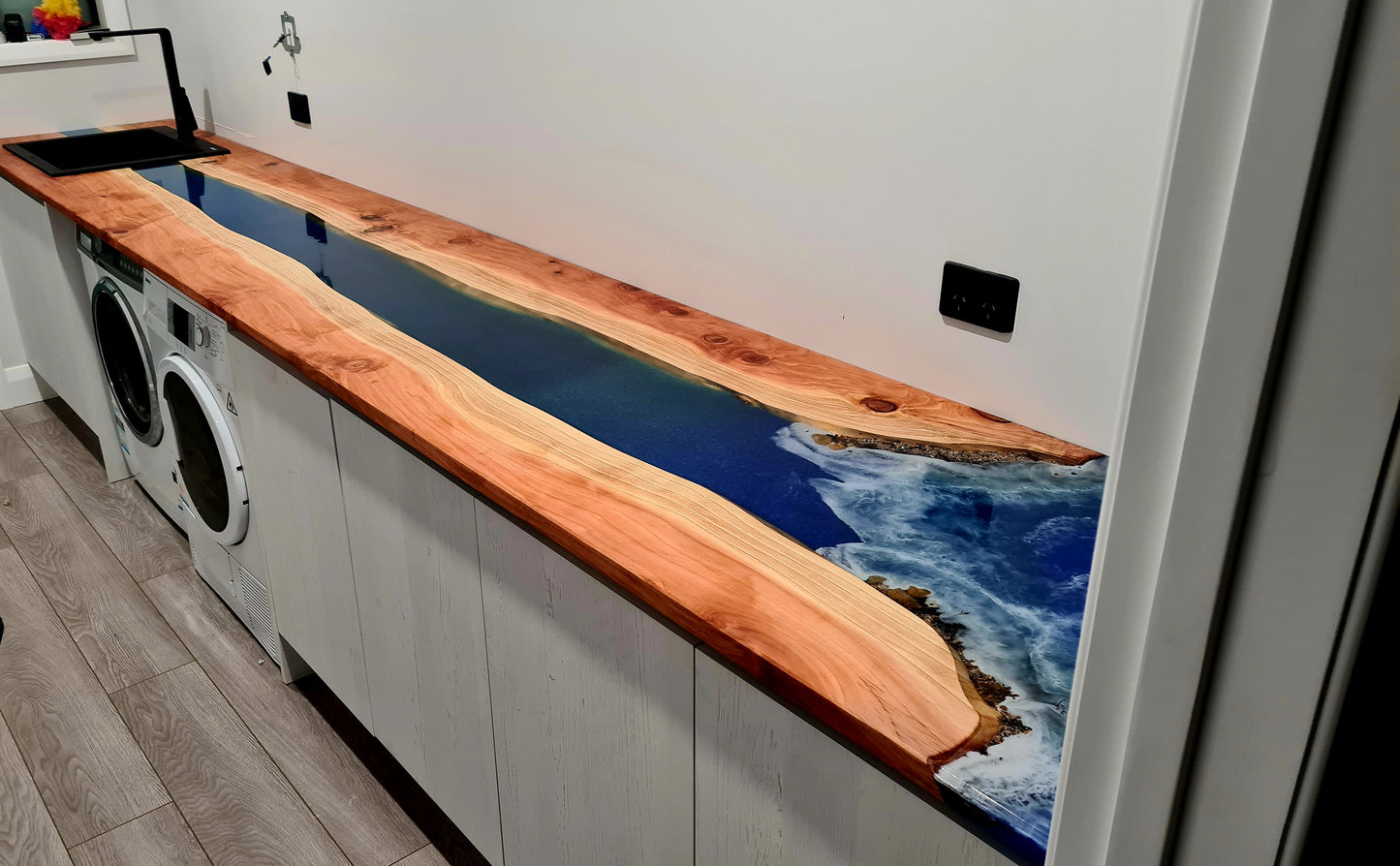 Resin river bench