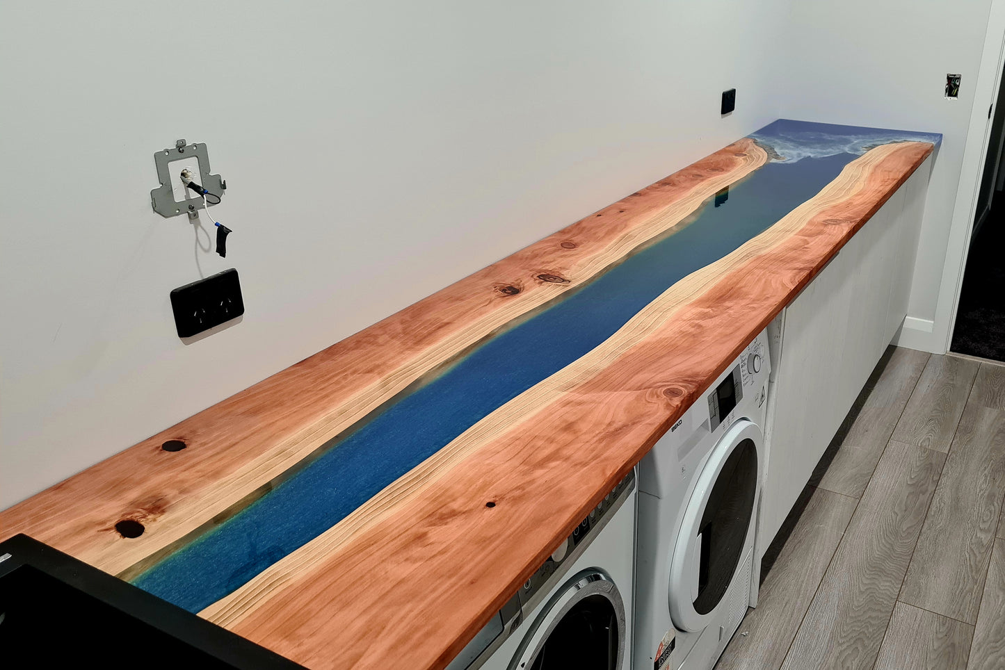 Resin river bench