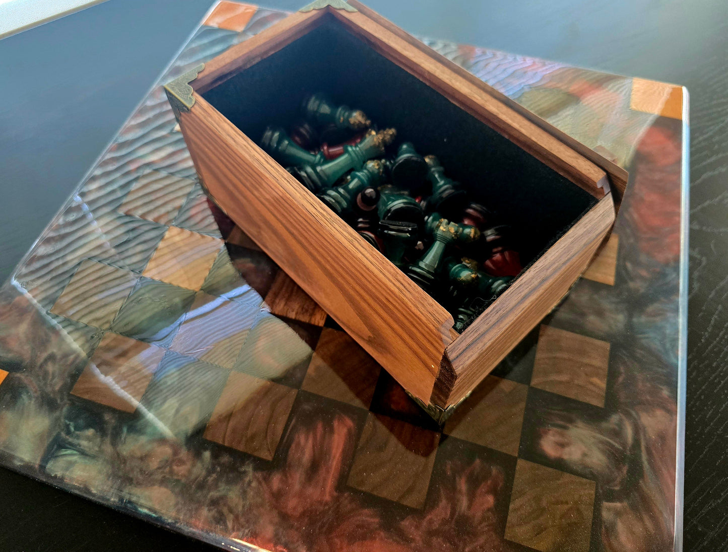 Resin epoxy chess board