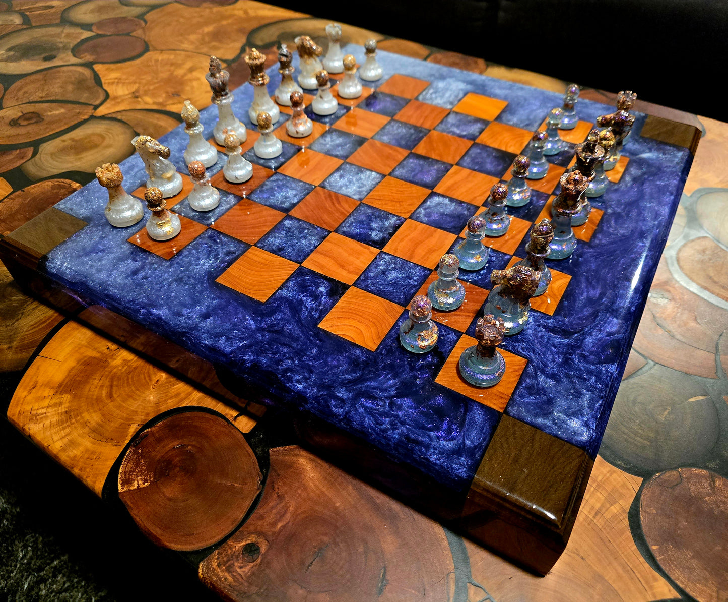 Metallic Purple & White Chess Board
