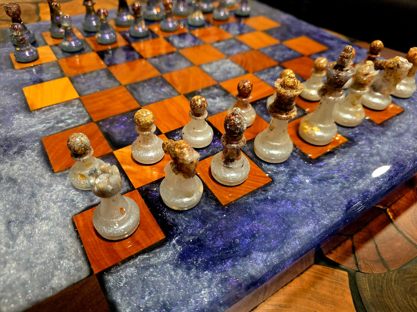 Metallic Purple & White Chess Board