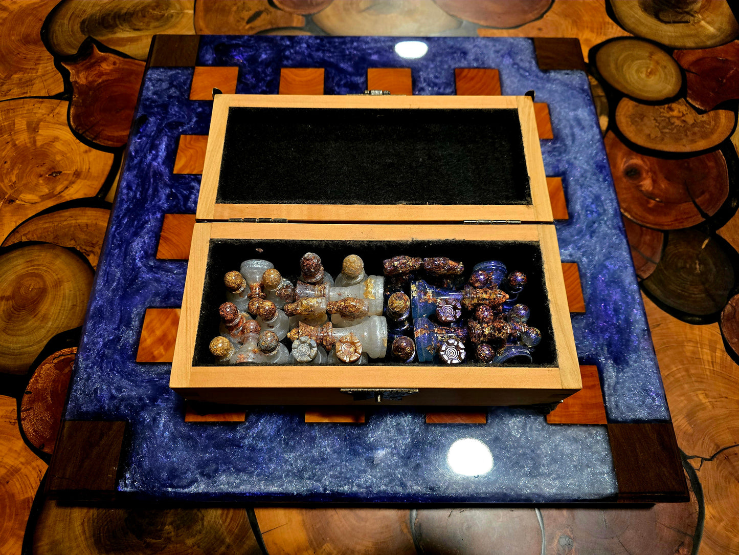 Metallic Purple & White Chess Board