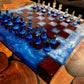 Metallic Blue & White Chess Board