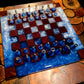 Metallic Blue & White Chess Board